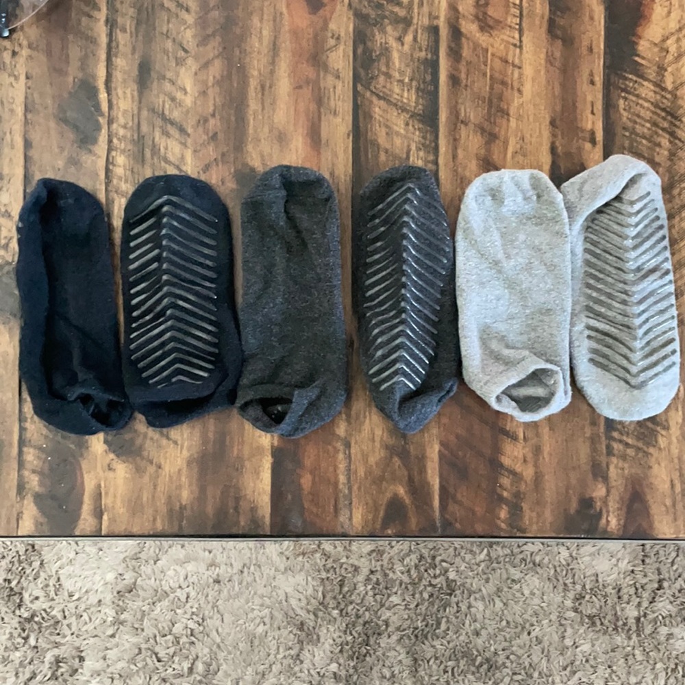 Sticky socks.  Black & gray.  Like new.